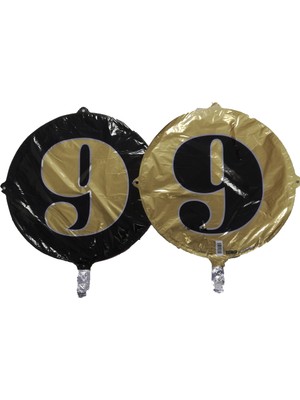 Event Party Store Folyo Balon Rakam 9 Çift Taraflı Gold-Siyah 18'' - Pakette 1 Adet