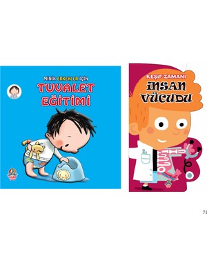 Minik Erkekler İçin Tuvalet Eğitimi + Keşif Zamanı-İnsan Vücudu/ 2-3 Yaş - Okul Öncesi / 2 Kitap / Set / Yağmur Çocuk