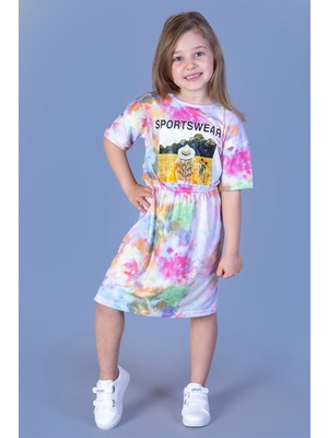 Toontoy Kids Toontoy Kız Çocuk Dijital Baskılı Batik Desenli Elbise