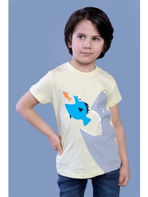 Toontoy Kids Toontoy Erkek Çocuk Köpek Balığı Baskılı Tişört
