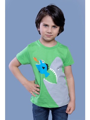 Toontoy Kids Toontoy Erkek Çocuk Köpek Balığı Baskılı Tişört