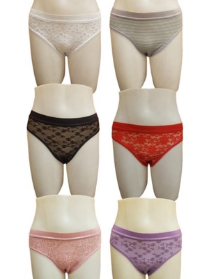 Tutku 4'lü Pamuklu Önü Dantelli Safir Kadın Bikini Külot