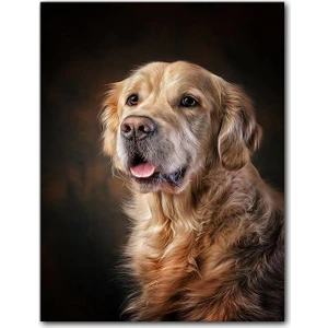 Caka Tablo Ahşap Tablo Güzel Golden Retriever Köpek Resimleri