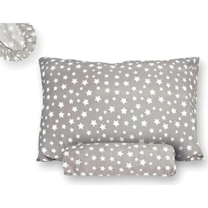 Ranforce Kumaş Lastikli Ara Ölçü Çarşaf Takımı 120x200 Gri Yıldız Desenli