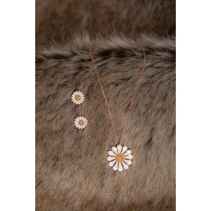 Zarif Silver Lazer Mineli Zirkon Taşlı Gümüş Papatyalı Kadın Gümüş  Kolye  925 Ayar