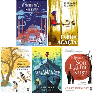 Genç Timaş 5 Kitap Set 5. 6. 7. 8. Sınıflar Ortaokul Okuma Kitapları / Ayasofya'da Bir Gece - Emilia Ağaçta - Canım Arkadaşım - Malamander - Kağıttan Son Turna Kuşu