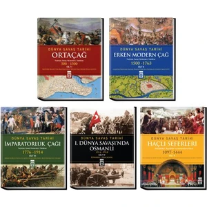 Dünya Savaş Tarihi Ciltli Resimli Büyük Boy 5 Kitap Set / Ortaçağ - Erken Modern Çağ - Imparatorluk Çağı - I. Dünya Savaşında Osmanlı - Haçlı Seferleri