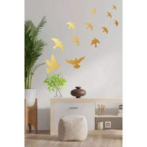 Gold Uçan Kuşlar Dekoratif Duvar Sticker Kuş Sürüsü