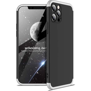 Case 4U Apple iPhone 12 Pro Max Kılıf 3 Parçalı Tam Koruma Sert Mika Ays Kapak Siyah Gümüş