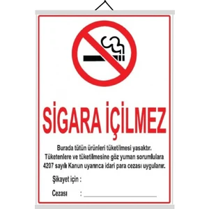 Sigara Içilmez Levhası 50X70 cm Askılı ve Çıtalı