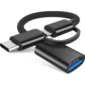 2in1 Type C To Micro USB 3.0 Otg Adaptör - Siyah AL2598