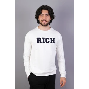 Erkek Süzine Baskılı Ekru Sweatshirt
