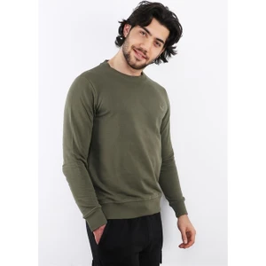Erkek Logo Nakışlı Haki Sweatshirt