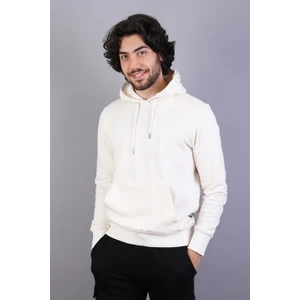 Erkek Kapüşonlu Ekru Sweatshirt