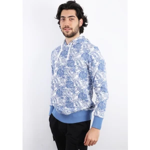 Erkek Kapüşonlu Desenli Lacivert Sweatshirt