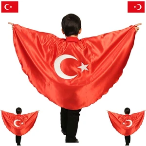 Ay Yıldız Çocuk Pelerini - 23 Nisan Ay Yıldızlı Unisex Çocuk Pelerini