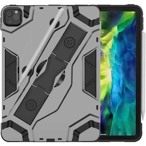 Aşksesuar Apple iPad Pro 11 2020 Tank Kılıf Defens 360 Tam Koruma Armour Zırhlı Standlı Kılıf Gri-Siyah