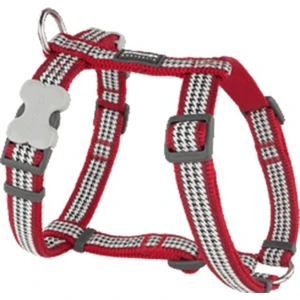 Red Dingo Fang It Desenli Kırmızı Köpek Göğüs Tasması 12MM