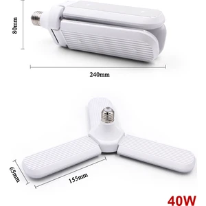Ucuz Geldi Pervane LED Ampul 3 Kollu Katlanabilir 40w 6500K Beyaz Işık Yaprak LED Ampul