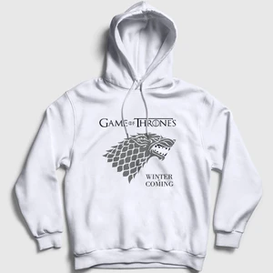Unisex Beyaz Stark Game Of Thrones Kapüşonlu Sweatshirt
