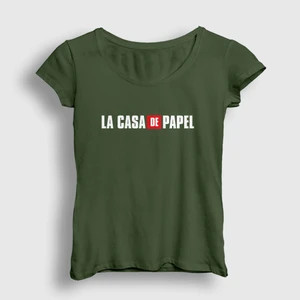 Kadın Haki Logo La Casa De Papel T-Shirt