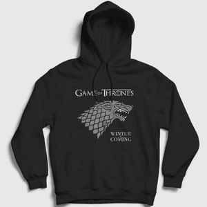 Unisex Siyah Stark Game Of Thrones Kapüşonlu Sweatshirt