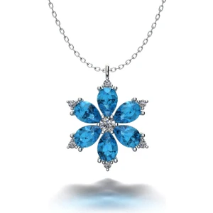 Vision Pırlanta Gümüş Açık Mavi Taşlı Kardelen Kolye