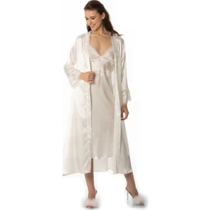 Pierre Cardin 6'lı 6960 Ekru Uzun Gecelik - Sabahlık Takımı