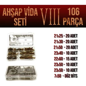 Site Hırdavat Ahşap Vida Seti Vııı - 106 Parça Vida Pul ve Bits Uç