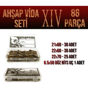 Site Hırdavat Ahşap Vida Seti Xıv- 86 Parça Vida Pul ve Bits Uç