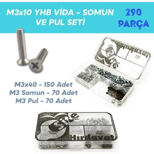 Site Hırdavat M3X10 Yhb Vida Somun ve Pul Seti, 290 Parça
