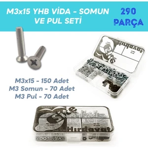 Site Hırdavat M3X15 Yhb Vida Somun ve Pul Seti, 290 Parça