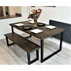 Umut Park Metal Ahşap Yemek Masası
