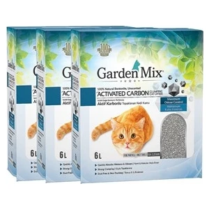 Gardenmix Bentonit Aktif Karbonlu Kedi Kumu 6 Lt x 3\'lü Paket