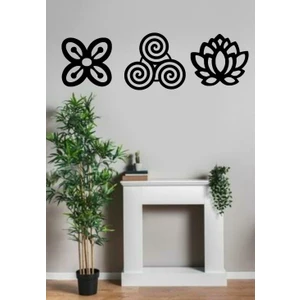 Şirin Lazer Lotus Çiçeği Bereket Sembolleri Mdf Ahşap Duvar Dekoru Tablo