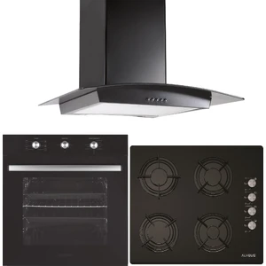 Petunya 3'lü Siyah Ankastre Set (İBER-GLS640-MFA614)