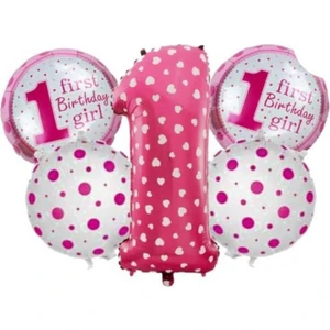 Azfahomestore 1 Yaş Folyo Pembe Balon 5'li Set