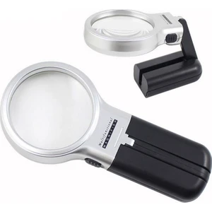 Katlanabilir Ayarlı Büyüteç 10 LED Işık El Veya Masa Akrilik Optik Lens 3x 4.5x