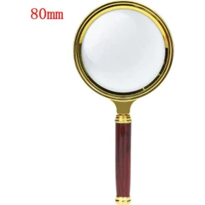 El Büyüteç Sökülebilir Vidalı Yapay Maun Ağacı Sap Hd Cam Lens 10 x 80MM