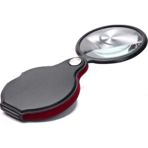 Cep Katlanır Büyüteç Deri Kılıflı Cam Lensli  Okuma Lüp 6x Mini 45 gr