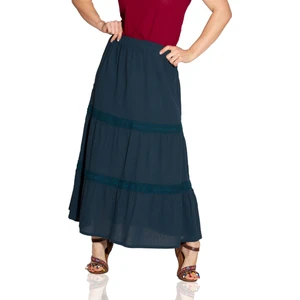 Uzun Şile Bezi Dantelli Yazlık Etek Petrol Ptrl