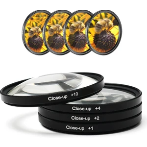 43 mm 4'lü Close Up Makro Filtre Lens Seti +1 +2 +4 +10