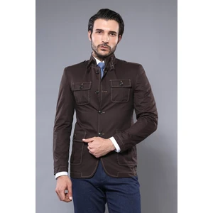 Erkek Hakim Yaka Slim Fit Cepli Düğmeli Trençkot