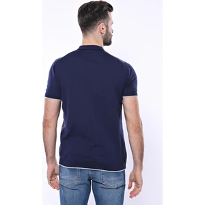 Erkek Slim Fit Polo Yaka Fermuarlı Desenli Tişört