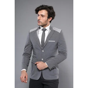 Erkek Omuz Desenli Sivri Yaka Slim Fit Ceket