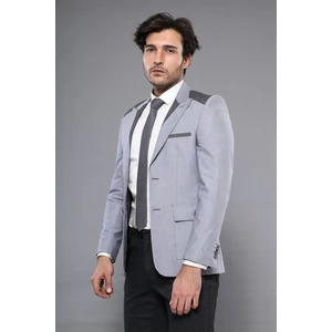 Erkek Omuz Desenli Sivri Yaka Slim Fit Ceket