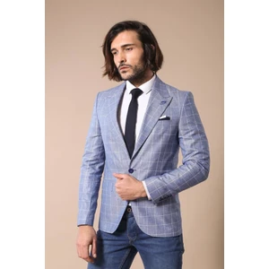 Erkek Tek Düğme Geniş Sivri Yaka Slim Fit Ceket
