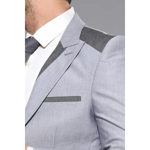 Erkek Omuz Desenli Sivri Yaka Slim Fit Ceket