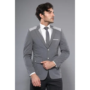 Erkek Omuz Desenli Sivri Yaka Slim Fit Ceket
