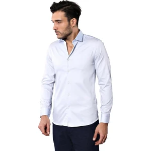 Erkek Pamuk Saten Slim Fit Gömlek